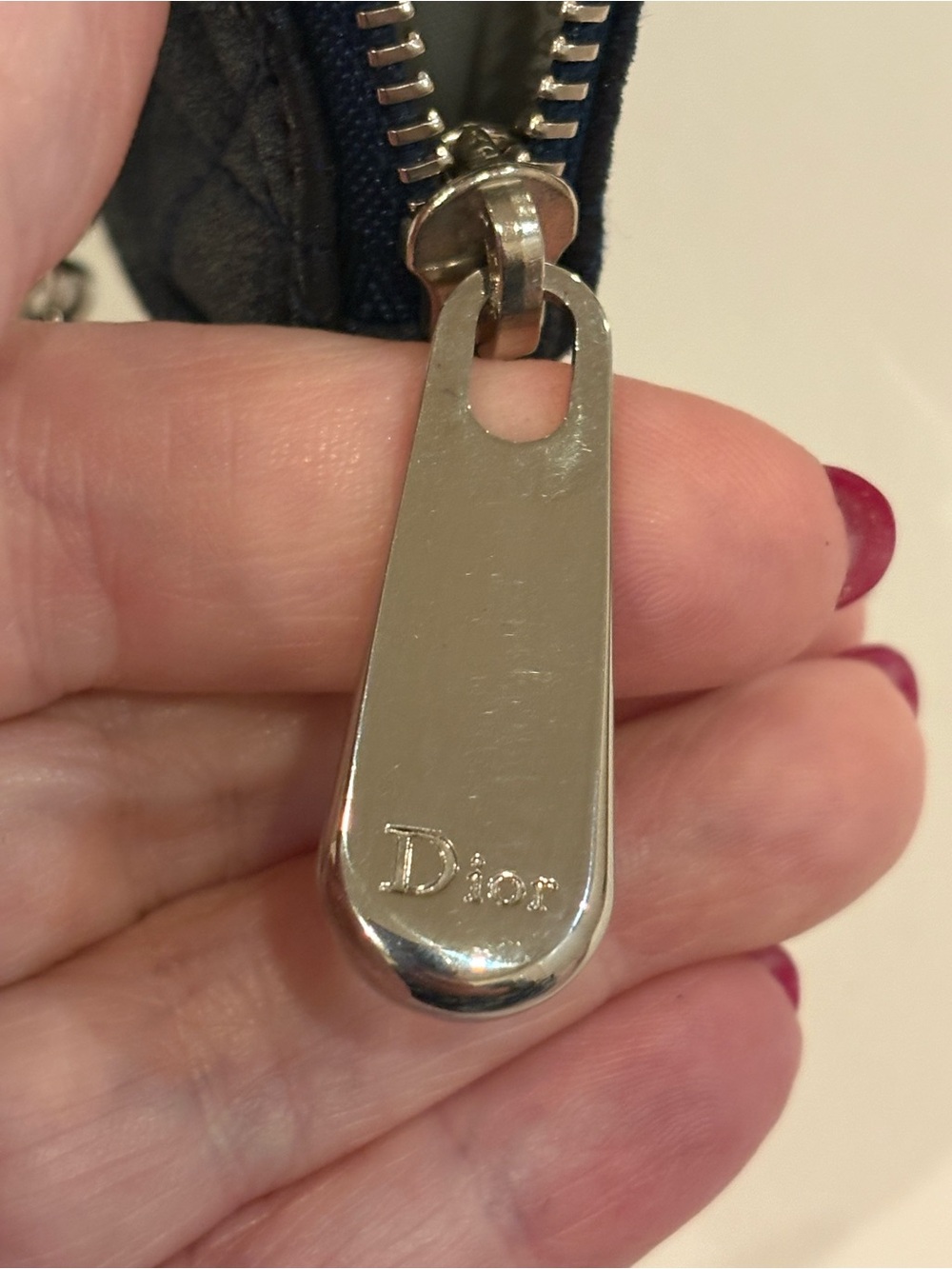 DIOR Metallic Navy Blue Mini Cannage Purse Silver tone Chain Strap Lady Dior - Picture 12 of 16